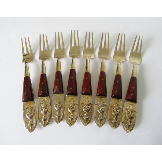 Vintage Asian Siam Brass & Rosewood Flatware Service 26 Pieces Chairish