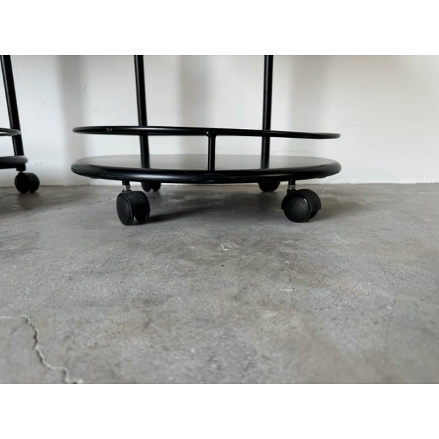 Italian Postmodern Bonaldo Casa Two - Tier Rolling Side Tables - A Pair/ Sold For Sale - Image 4 of 12