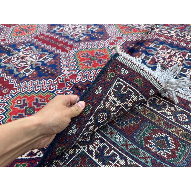 Blue Fine Hand-Knotted Afghan Caucasian Shirvan Design Rug - 6'6" X 4'9" For Sale - Image 8 of 12
