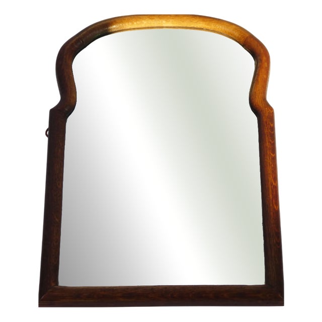 Antique Arched Wooden Wall Mirror with Beveled Glass, 1890s For Sale