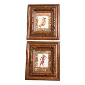 1970’s 2 Original Abstract Nude Watercolor Paintings Chunky Wood Frames-a Pair