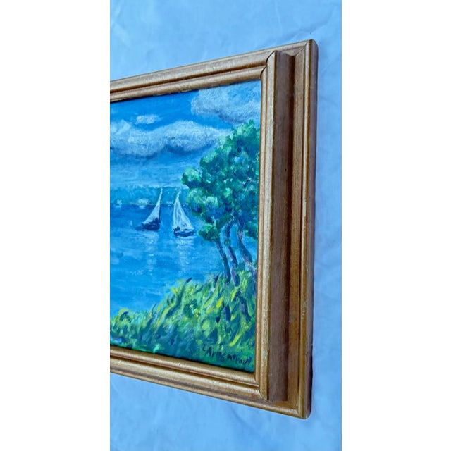 Late 20th Century Seascape Twin Sails Oil on Canvas, Signed by Artist For Sale - Image 4 of 8