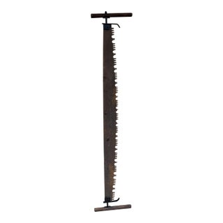 Antique Logging Tool Two-Man Crosscut Saw Wall Sculpture Decoration For Sale