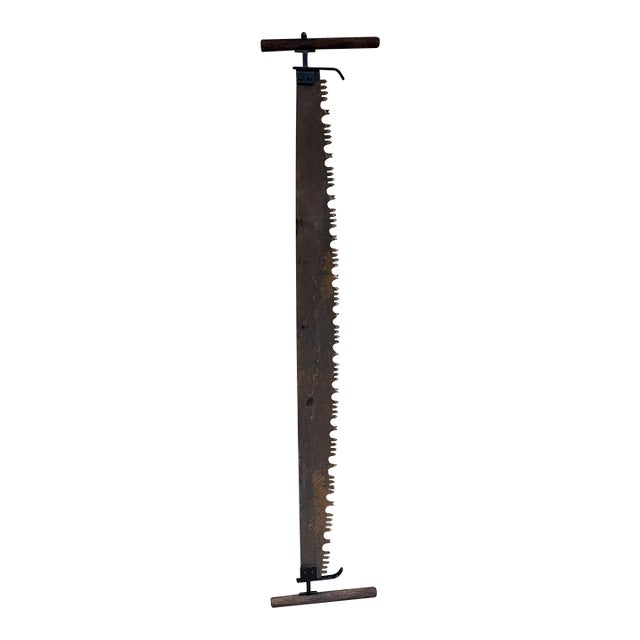 Antique Logging Tool Two-Man Crosscut Saw Wall Sculpture Decoration For Sale