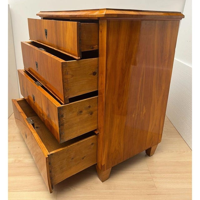 Biedermeier Ebonized Chest of Drawers in Cherry Veneer, South Germany, 1830 For Sale - Image 13 of 18
