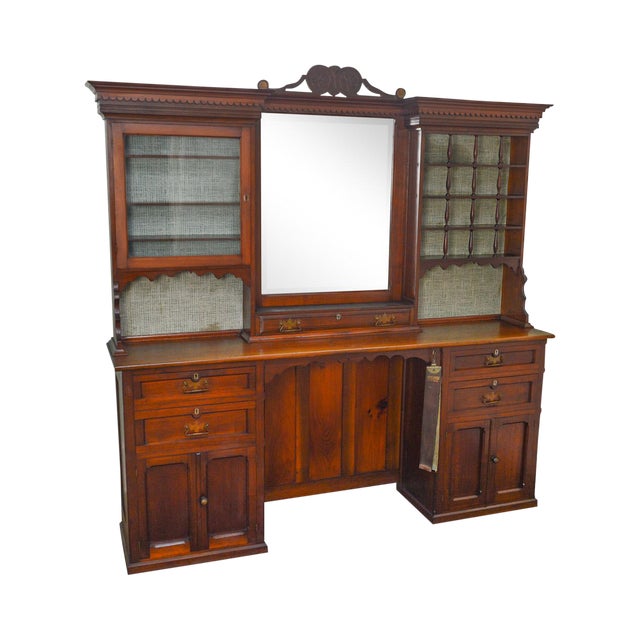 Antique Walnut Barber Shop Single Station Back Bar Chairish