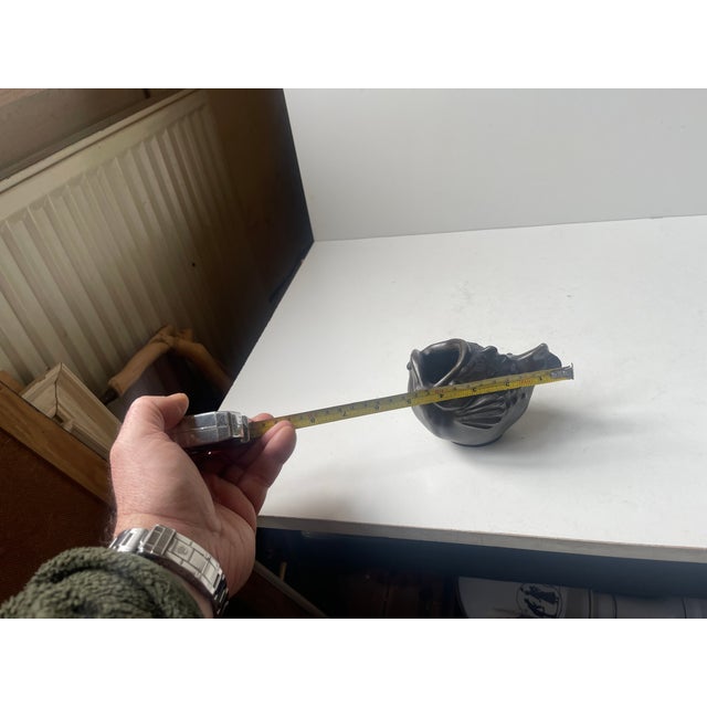 1930s Vintage Art Deco Fish Vase in Patinated Metal by Just Andersen, 1930s For Sale - Image 5 of 7