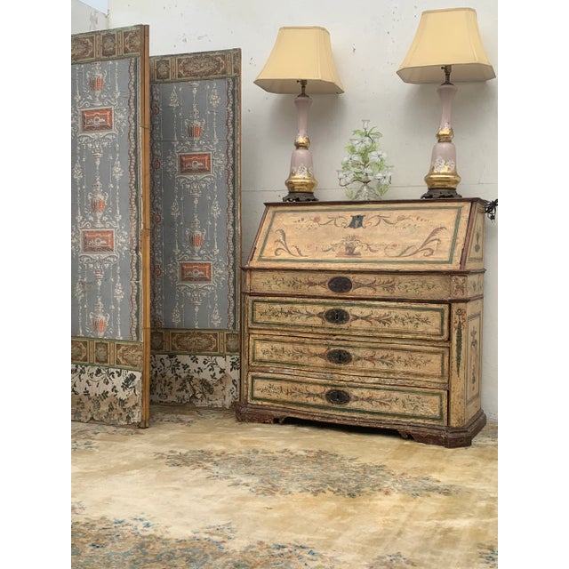 Brown 18th Century Italian Painted Secretary Desk For Sale - Image 8 of 9
