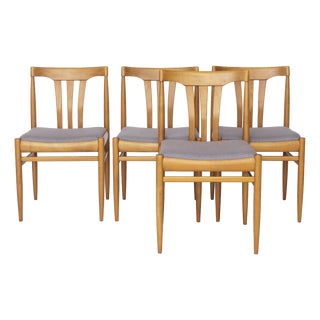 Mid-Century Modern German Dining Chairs with Beechwood Frames and Light Blue Fabric, 1960s, Set of 4 For Sale