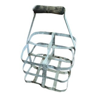 Antique French 4-Bottle Wine Carrier For Sale