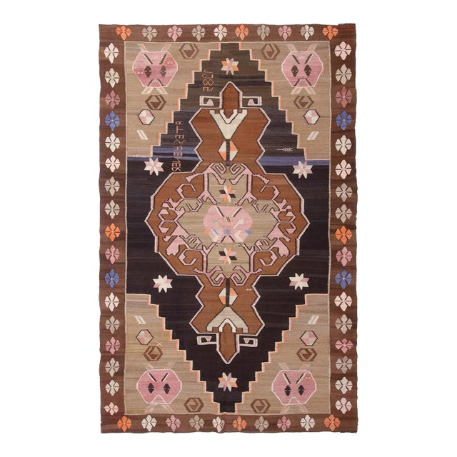 Decorative Vintage Large Turkish Kilim Rug For Sale