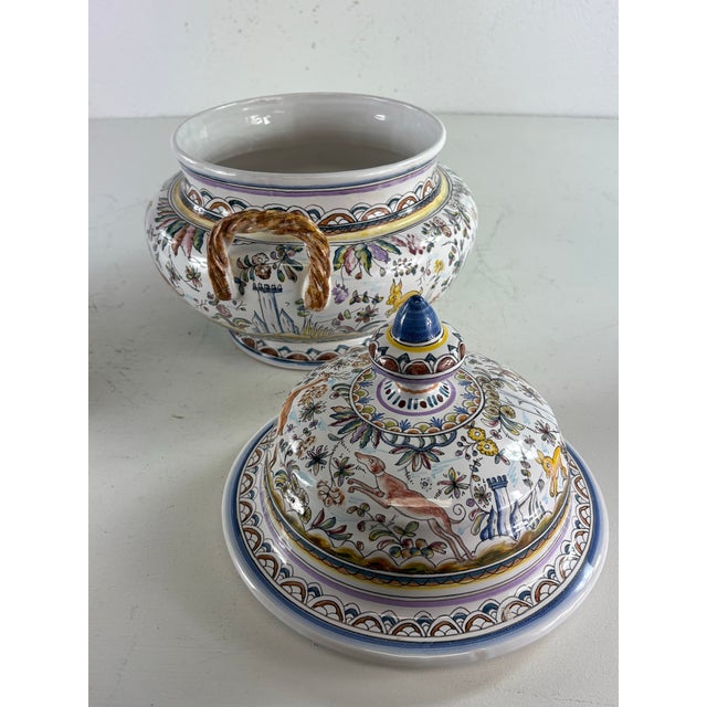 Mid 20th Century Hand Painted Portuguese Serving Bowl For Sale - Image 4 of 11