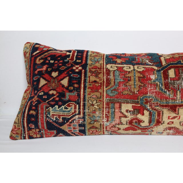 Early 20th Century Antique Handmade Authentic Rug Pillow Cover -16'' X 47'' For Sale - Image 5 of 12