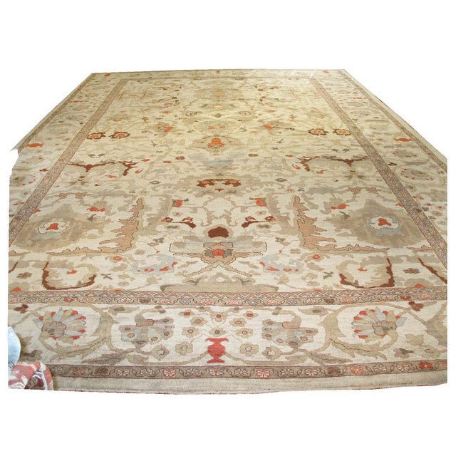 Persian Sultanabad Masters Wool 13x20 Ivory, Rust, Light Blue & Tan Handmade Area Rug #1141427