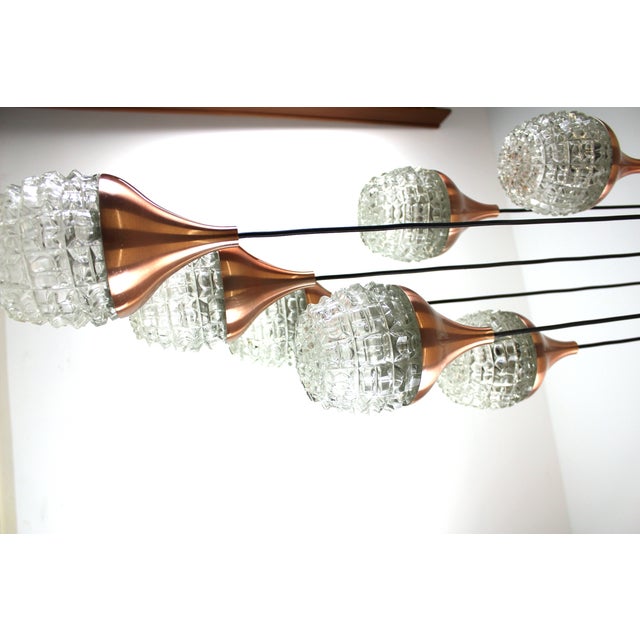 1960s Cascade 7-Light Pendant with Glass Shades, 1960s For Sale - Image 5 of 10