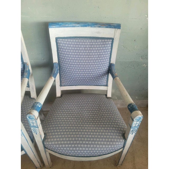 Antique Empire Style Lacquered Armchairs, Set of 2 For Sale - Image 5 of 10