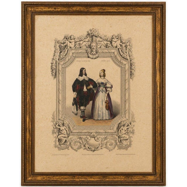 Title: louis xiii & anne of austria french court costume lithograph, 1847 : a beautifully hand-colored french lithograph...