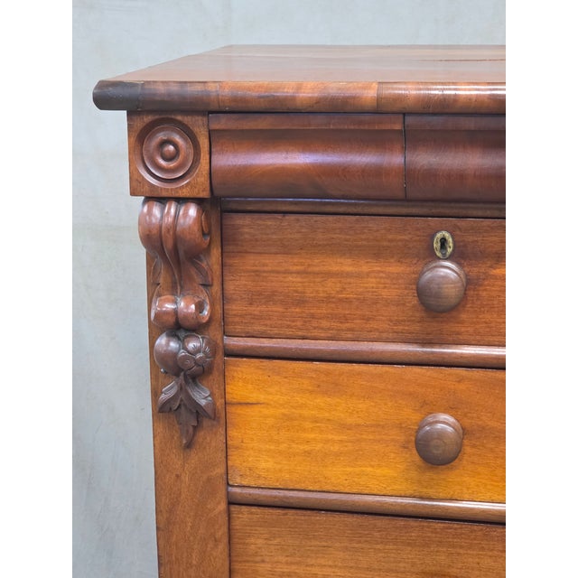 Victorian Antique 19th Century Flame Mahogany High Victorian Scotch Chest For Sale - Image 3 of 17
