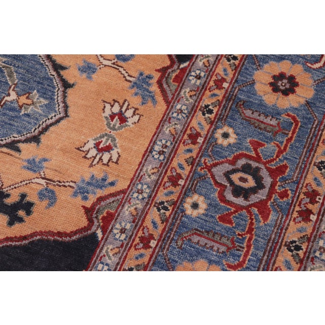 1990s Rustic Kazak Orange/Blue Wool Rug - 8'1''x10'0'' For Sale - Image 5 of 10