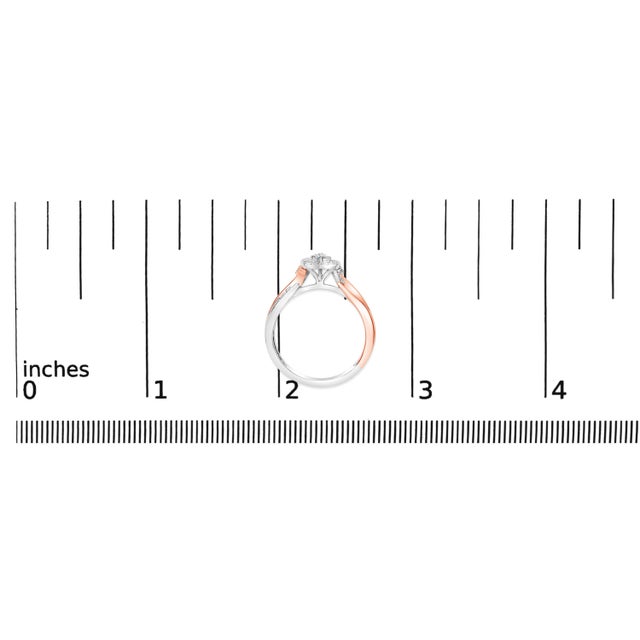 14K Rose Gold Plated Sterling Silver 1/10 Cttw Diamond Heart Motif Ring - Size 7 For Sale In New York - Image 6 of 6