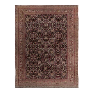 Vintage Indian Agra Floral Wool Rug in Brown & Black , by Rug & Kilim, 1980-1989 For Sale