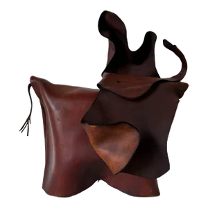 1960's Vintage German Leather Deru Elephant Sculpture