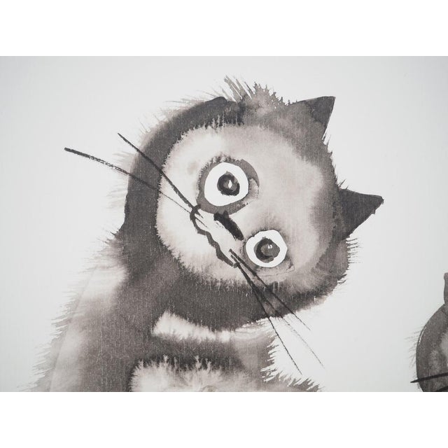 Laszlo Tibay, Maman chat et son chaton, Ink & Wash Drawing For Sale - Image 5 of 7