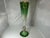 Early 20th Century Antique Moser Green to Clear Trumpet Vase: Bohemian Gold Gilt Decor (18.5") For Sale - Image 5 of 10