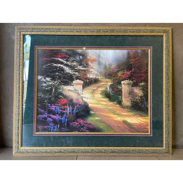 1996 Thomas Kinkade “Spring Gate” Large Framed Print For Sale - Image 4 of 12
