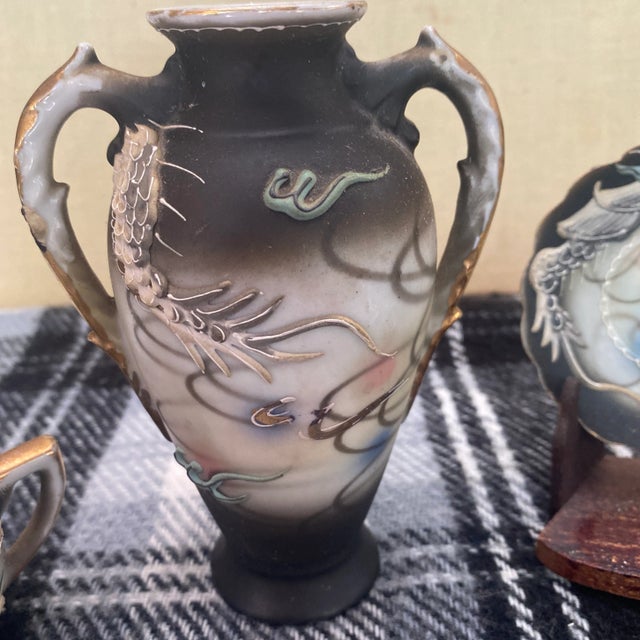 1970s Asian Vase, Plate, and Tea Pot Nicknacks - Set of 2 For Sale - Image 5 of 11