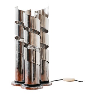 Chromed Steel Spiral Table Lamp, 1970s For Sale