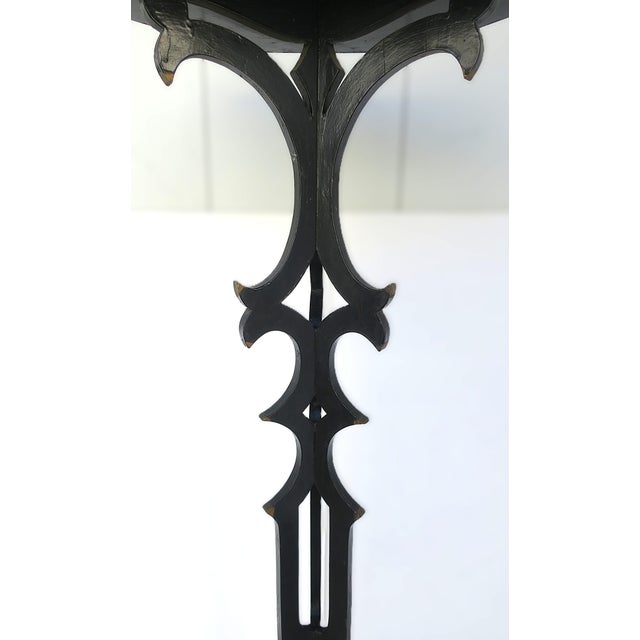 Victorian Victorian Black Lacquer Column Pedestal Plant Stand, Tall For Sale - Image 3 of 12