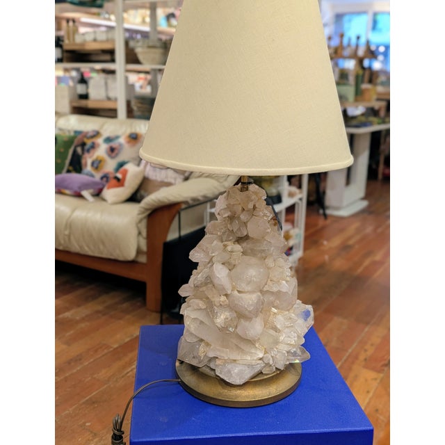 Exceptional vintage quartz crystal table lamp attributed to Carol Stupell, circa 1960s–1970s. This sculptural lamp...