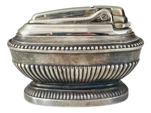 Queen Anne Silver Metal Table Lighter, 1940s