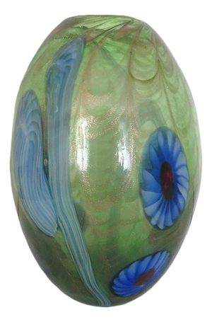 11 1/2" Millefiore Italian Murano Glass Vase With Gold Flecks