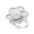 Contemporary 14K White Gold 11mm Round Pearl and 1/3 Cttw Round Diamond Openwork Flower Blossom Ring (H-I Color, VS1-VS2 Clarity) - Size 7 For Sale - Image 3 of 6