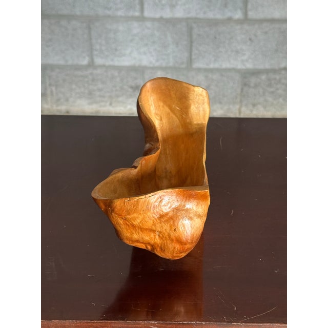 Brown 1950s Organic Modern Swedish Wooden Freeform Bowl For Sale - Image 8 of 9