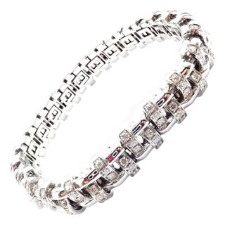 Tiffany & Co. Vannerie White Gold Basket Weave Diamond Bracelet For Sale