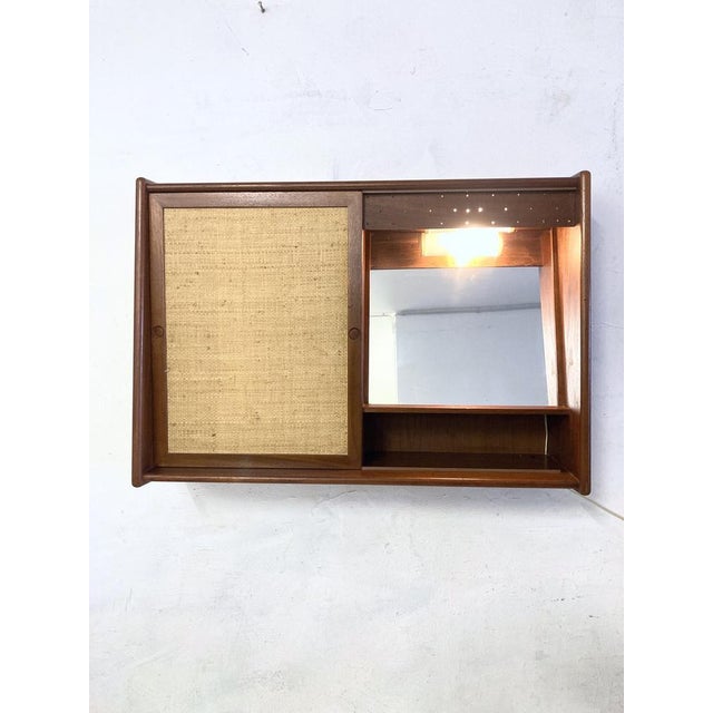 Teak Wall Cabinet with Mirror attributed to Arne Wahl Iversen for Brenderup, Denmark, 1960s For Sale - Image 6 of 15