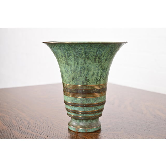 Carl Sorensen Art Deco Verdigris Bronze Vase, Early 20th Century For Sale - Image 11 of 11