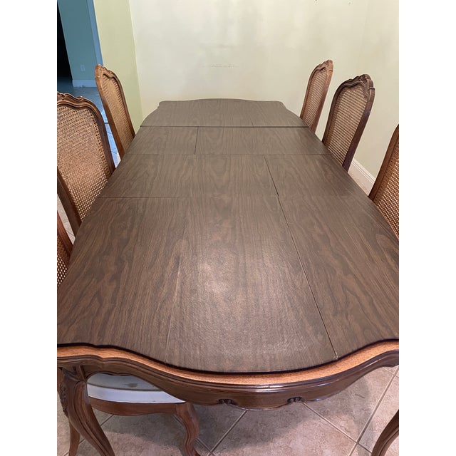 French Provincial French Provincial Extendable Dining Table & 6 Chairs For Sale - Image 3 of 16