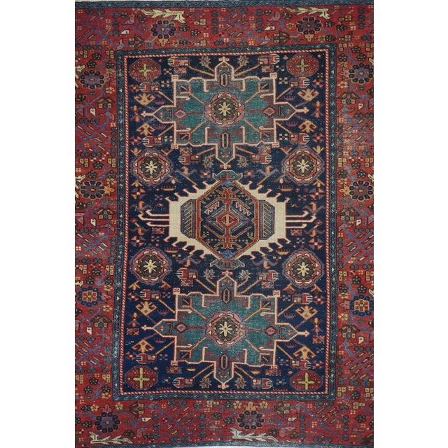 Traditional Antique Rust Karajeh Persian Area Rug 4'10'' X 6'3'' For Sale - Image 3 of 10