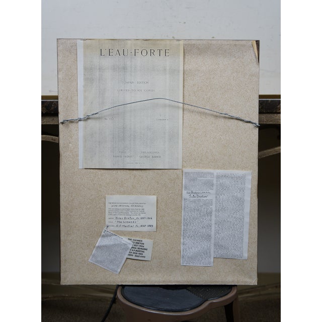 1888 the Gleaner Antique Hand Colored Harvest Etching by Jules Breton Framed 21" For Sale - Image 13 of 14