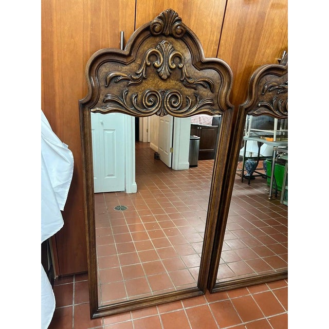 Pair of Elaborately Carved Wooden Mirrors For Sale - Image 10 of 15