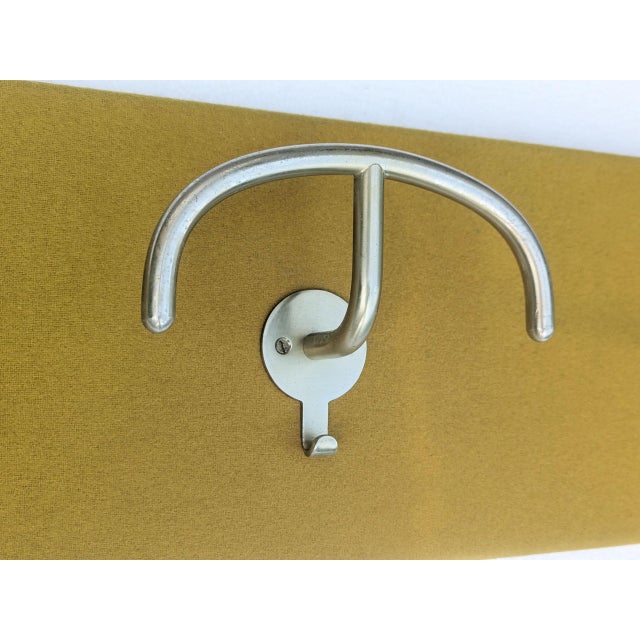 Metal Wall Coat Rack in Mustard-Colored Wool and Nickel Plated Metal by Sergio Mazza for Artemide, 1960s For Sale - Image 7 of 11