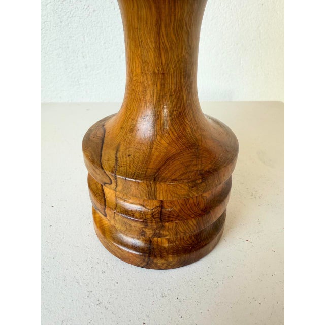 Turned Olive Wood Table Lamp, 1950s For Sale - Image 15 of 17