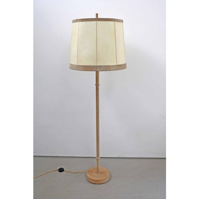 Floor Lamp in Leather, Parchment and Brass by Charlotte Waver, 1960s-1970s For Sale - Image 13 of 13