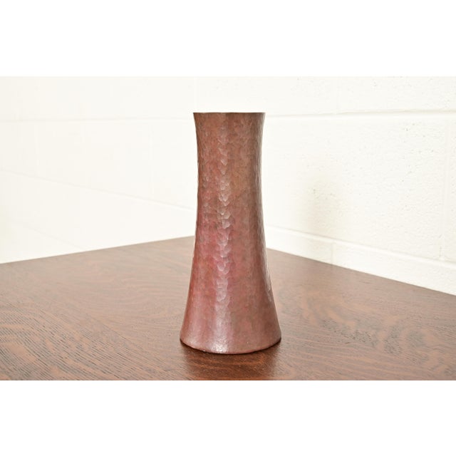 Art Deco Ramon Ramirez Arts & Crafts Hammered Copper Vase For Sale - Image 3 of 13