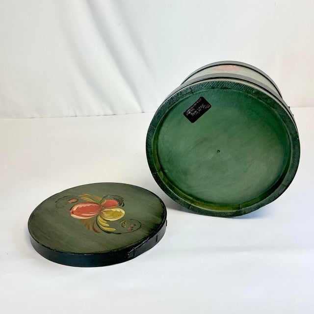 1950s Vintage Gustavian Rustic European Farmhouse Tole Hand Painted Wooden Sap Bucket For Sale - Image 13 of 14