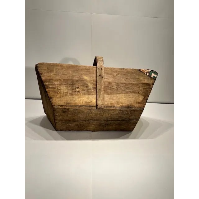 Wooden English Gathering Basket With Wooden Handle - #363 For Sale In Chicago - Image 6 of 9